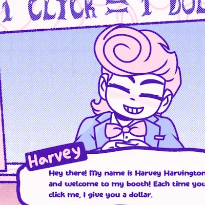 Clicking Harvey Harvington booth